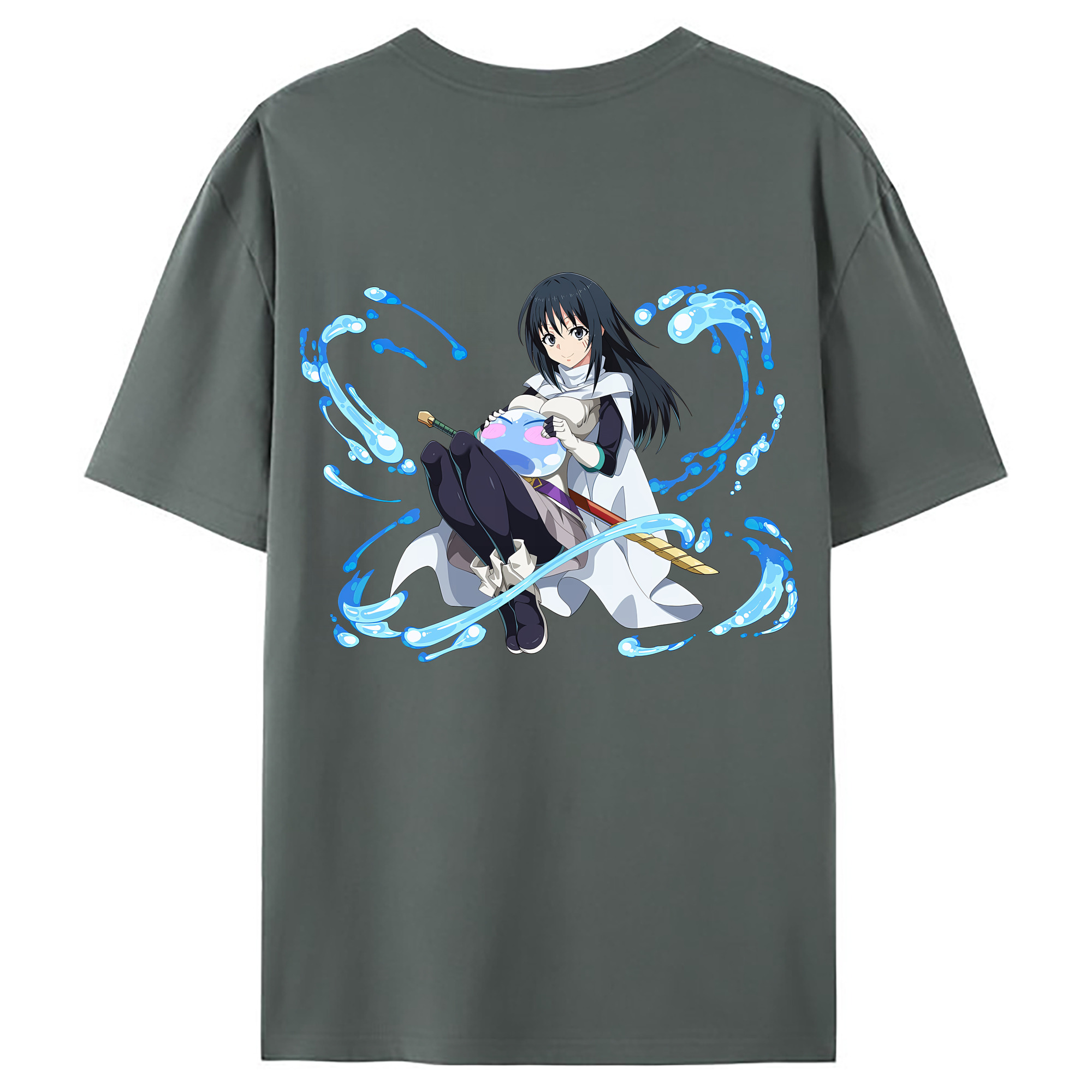 （画像用） 転スラ Regarding Reincarnated to Slime 綿100％ メンズ半袖Tシャツ（バックプリント） 通気性